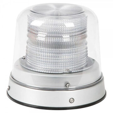 Tall Dome Beacon, White/Clear, LED, 12/24 V, 0.5 A, Permanent Mount