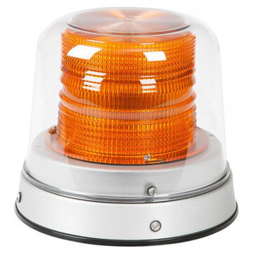 Tall Dome Beacon, Amber/Clear, LED, 12/24 V, 0.5 A, Permanent Mount