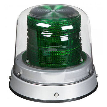 Tall Dome Beacon, Green/Clear, LED, 12/24 V, 0.5 A, Permanent Mount