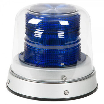 Gyrophare à dôme haut, bleu/transparent, DEL, 12/24 V, 0.5 A, montage permanent