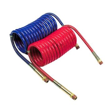 Coiled Low temperature Air Hose, 12 ft lg, 150 psi, Nylon, Brass