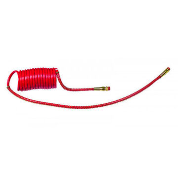 Coiled Air Hose, 15 ft lg, 150 psi, Nylon, Brass