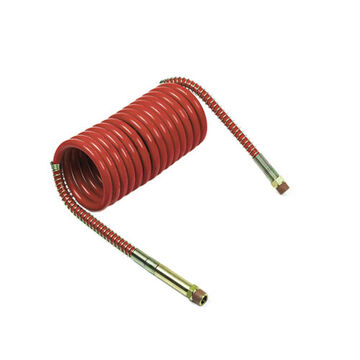 Coiled Low temperature Air Hose, 15 ft lg, 150 psi, Nylon, Brass