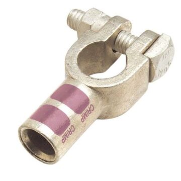 Negative Straight Barrel Clamp, 1 ga Wire Range, Pink