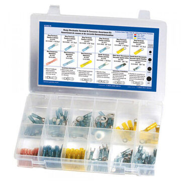 Kit thermorétractable à souder/bouchon, 120 piedèces, polyoléfine, jaune/rouge/bleu