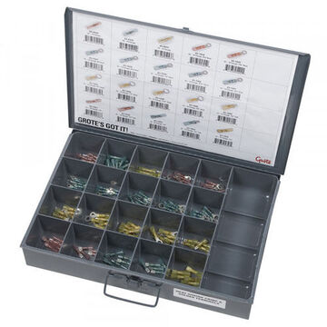 Crimp Solder and Seal Heat Shrink Terminal Assortment Tray, 21-Compartment, 12 in wd, 3 in ht