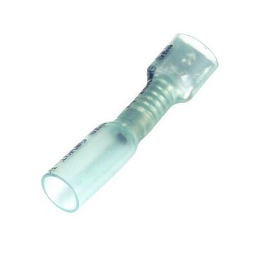 Crimp/Solder Female Disconnect Quick Disconnect Ring Terminal, Tin-Plated Copper Conductor, 16-14 ga, Polyolefin, Blue