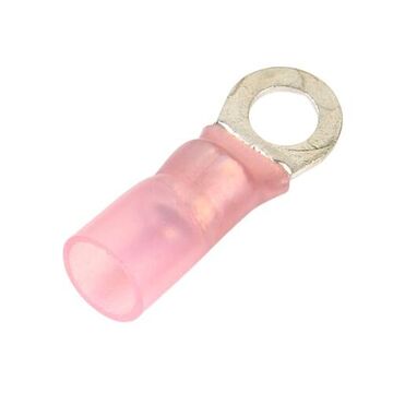 Heat Shrink Ring Terminal, Tin-Plated Copper Conductor, 8 ga, Polyolefin, Red