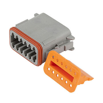 Receptacle Wedgelock, 12, Deutsch, Male, -55 to 125 deg C, Under the Hood, 7.5 A, Thermoplastic