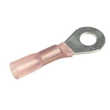 Heat Shrink/Solder Ring Terminal, Tin-Plated Copper Conductor, 22-18 ga, Polyolefin, Red