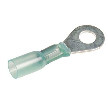 Heat Shrink/Solder Ring Terminal, Tin-Plated Copper Conductor, 16-14 ga, Polyolefin, Blue