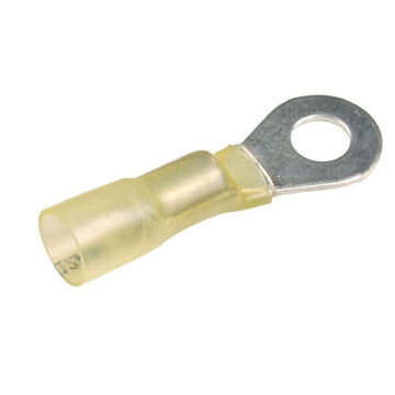 Heat Shrink/Solder Ring Terminal, Tin-Plated Copper Conductor, 12-10 ga, Polyolefin, Yellow
