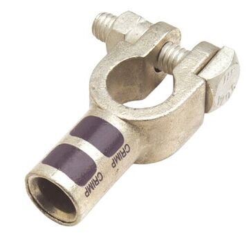 Negative Straight Barrel Clamp, 3/0 ga Wire Range, Purple