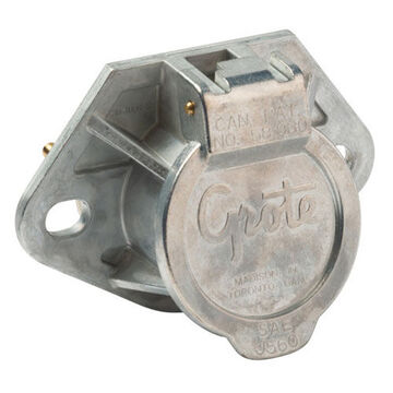 Trailer Wiring Ultra-pin Receptacle, Solid Pin, Two-Hole Mounts, Zinc Die-Cast