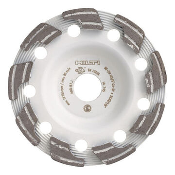Abrasive Diamond Cup Wheel, 6 in Dia, 3/4 in Shank