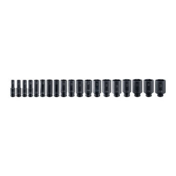 Ultimate Long Impact Socket Index Set, 1/2 In Sq, Impact Grade Chrome Molybdenum Steel, Black Phosphate