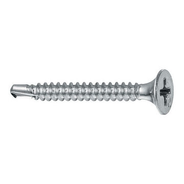 Standard Drywall Screw, 1-1/4 In Lg, Bugle Head, Zinc, Philips Bit