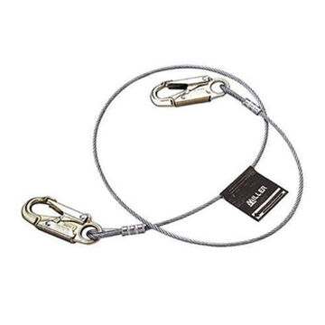 Lanyard Wire Rope Positioning, 310 Lb Capacity, 3 Ft Lg, Green, Locking Snap Hook