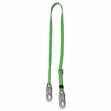 Adjustable Length Positioning Lanyard, 310 lb Capacity, 6 ft lg, 1-Leg, Green, Locking Snap Hook