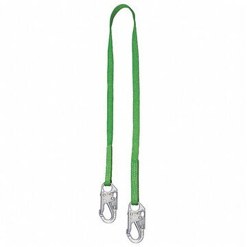 Fixed Positioning Lanyard, 310 lb Capacity, 2 ft lg, 1-Leg, Green, Steel Snap Hook