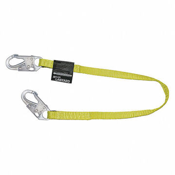 Lanyard Web Positioning, 310 Lb Capacity, 3 Ft Lg, 1-leg, Yellow, Locking Snap Hook