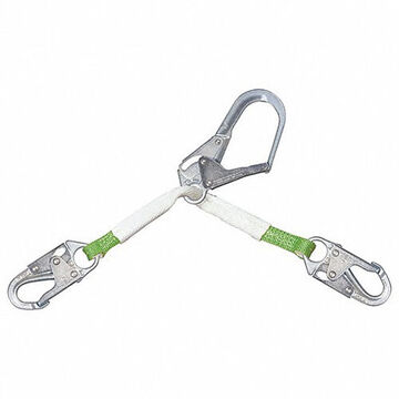 Longe de positionnement pour barres d'armature, capacité de 310 lb, 35 pouce de longueur, 1 jambe, vert/argent, mousqueton verrouillable, barre d'armature verrouillable