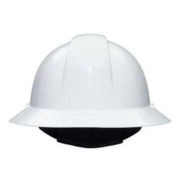 Casque de sécurité à bord complet, blanc, HDPE, nylon à cliquet à 6 pouceints, classe E