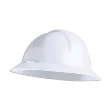 Hard Hat Full Brim, White, Hdpe, 6 Point Ratchet Nylon, Class E