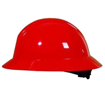 Full Brim Hard Hat, Fits Hat 6-1/2 to 8 in, Red, HDPE, 6 Point Ratchet Nylon, Class E