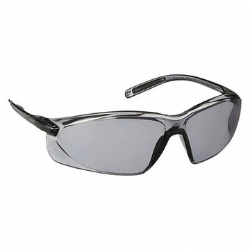 Safety Glasses, Medium, Anti-Scratch, Gray, Frameless, Wraparound, Gray