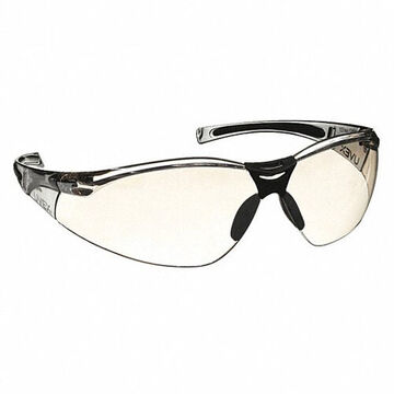 Safety Glasses, Medium, Anti-Scratch, Gray Mirror, Half-Frame, Wraparound, Gray