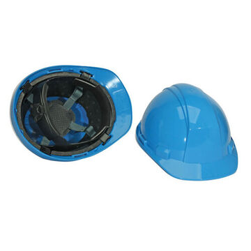 Hard Hat Front Brim Head Protection, Fits Hat 6-3/4 To 7-3/8 In, Sky Blue, Hdpe, 4 Point Ratchet Nylon, Class E