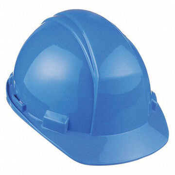 Casque de protection de la tête à bord avant, convient aux chapeaux de 6-3/4 à 7-3/8 pouce, bleu ciel, PEHD, nylon à cliquet à 6 pouceints, classe E