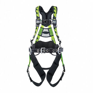 Stretchable Full Body Harness, L/XL, 400 lb Capacity, Green, Polyester