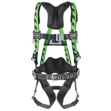 Stretchable Full Body Harness, S/M, 400 lb Capacity, Green, Polyester