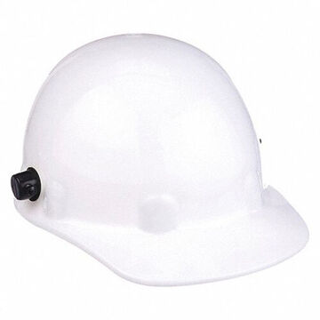 Front Brim Head Protection Hard Hat, Fits Hat 6-1/2 to 8 in, White, Thermoplastic, 8 Point Ratchet Nylon, Class E