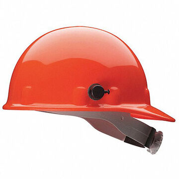 Casque de protection de la tête à bord avant, convient aux chapeaux de 6-1/2 à 8 pouce, orange, thermoplastique, nylon à cliquet à 8 pouceints, classe E