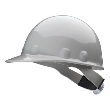 Casque de sécurité à bord avant, gris, thermoplastique, nylon à cliquet à 8 pouceints, classe E