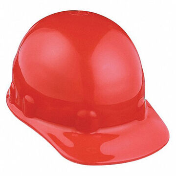 Front Brim Head Protection Hard Hat, Fits Hat 6-1/2 to 8 in, Red, Thermoplastic, Swing 8 Point Ratchet, Class E