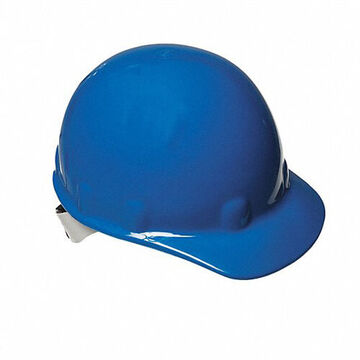 Front Brim Head Protection Hard Hat, Fits Hat 6-1/2 to 8 in, Blue, Thermoplastic, Swing 8 Point Ratchet, Class E