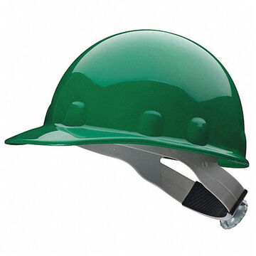 Front Brim Head Protection Hard Hat, Fits Hat 6-1/2 to 8 in, Green, Thermoplastic, 8 Point Ratchet, Class E