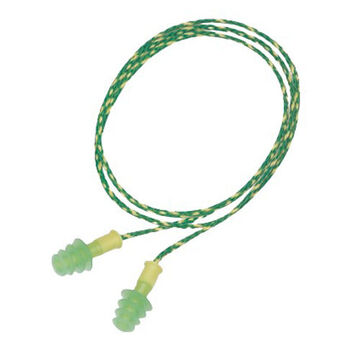 Corded Ear Plug, 22 dB, Flanged, Green, Small