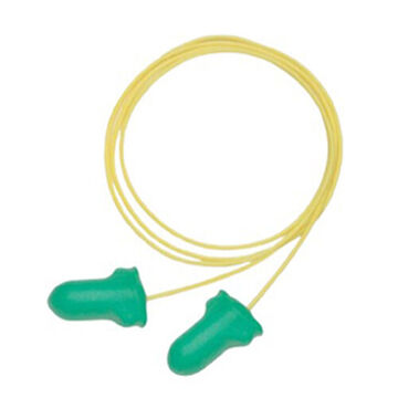 Uncorded Ear Plug, 30 dB, Contoured-T, Green, One-Size Fits All