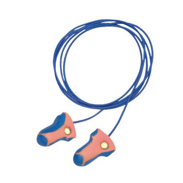 Metal Detectable Corded Single Use Ear Plug, 33 dB, T-Shape, Orange/Blue, Universal