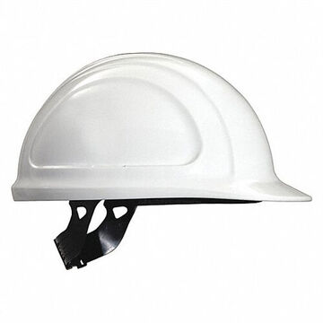 Hard Hat Front Brim Head Protection, Fits Hat 6-3/4 To 7-3/8 In, White, Hdpe, 4 Point Pinlock, Class E