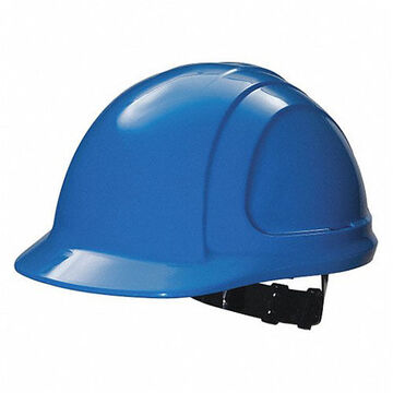 Front Brim Head Protection Hard Hat, Fits Hat 6-1/2 to 8 in, Light Blue, HDPE, 4 Point Pinlock, Class E