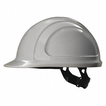 Front Brim Head Protection Hard Hat, Fits Hat 6-1/2 to 8 in, Gray, HDPE, 4 Point Pinlock, Class E