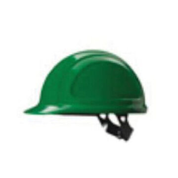 Casque de sécurité à bord avant, vert, PEHD, cliquet, classe E