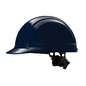 Hard Hat Front Brim Head Protection, Fits Hat 6-1/2 To 8 In, Navy Blue, Polyethylene, 4 Point Ratchet, Class E, G, C