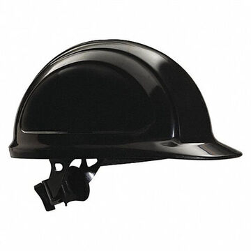 Casque de sécurité à bord avant, noir, HDPE, cliquet, classe E